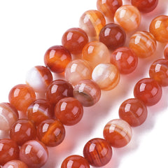 4mm Agate Striped Orange (Natural/Dyed) Beads 15-16" Strand