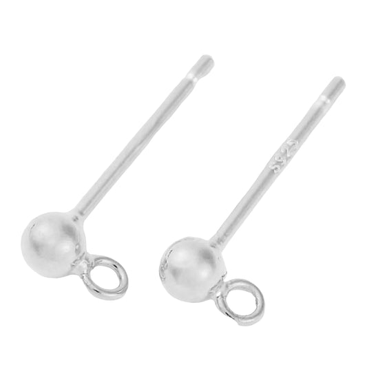 Sterling Silver Earring Studs with Loop 2/pk