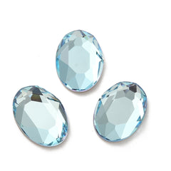 Rhinestone Cabochons, Oval 14x10mm Light Azure 4/pk