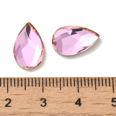 Rhinestone Cabochons, Teardrop 14x9mm Light Rose 4/pk