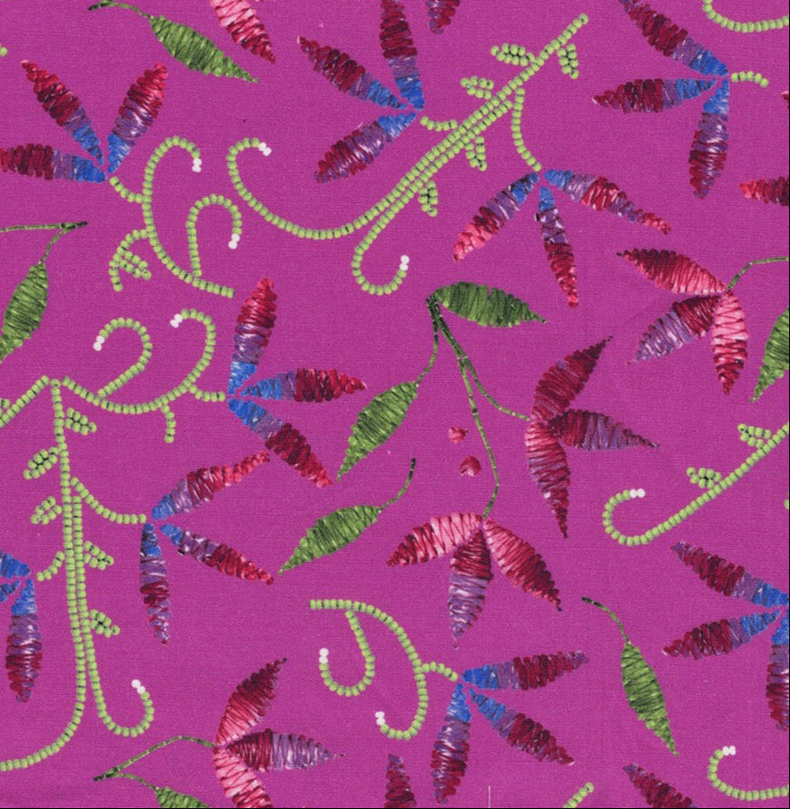 Prairie Petals by Amy McPherson 100% cotton fabric in Fuchsia – full floral print