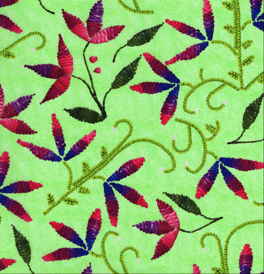 Prairie Petals by Amy McPherson 100% cotton fabric in Pistachio – full floral print