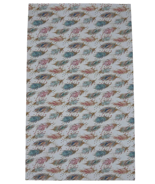 Faux Leather Feathers White/Pink/Blue 8x12in Each