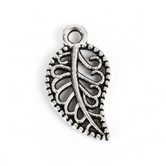 1/2" Antique Silver Leaf Charms 10/pk