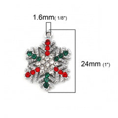 1" Snowflake Rhinestone Charm 2/pk