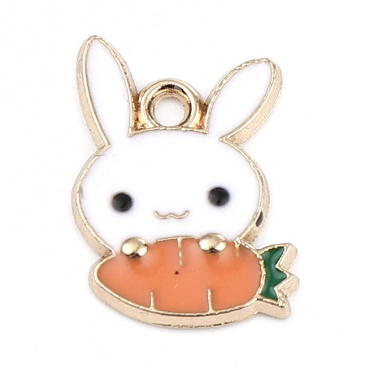 Rabbit w/ Carrot Enamel Charm 15x11mm 5/pk
