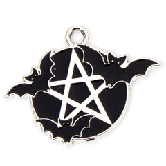 7/8" Pentagram Bats Enamel Charm 5/pk