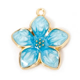 Flower Pendant 1 inch Pearlized Blue Enamel 2/pk