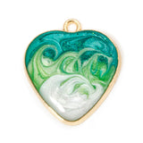Heart Pendant 1 inch Pearlized Teal Green Enamel 2/pk