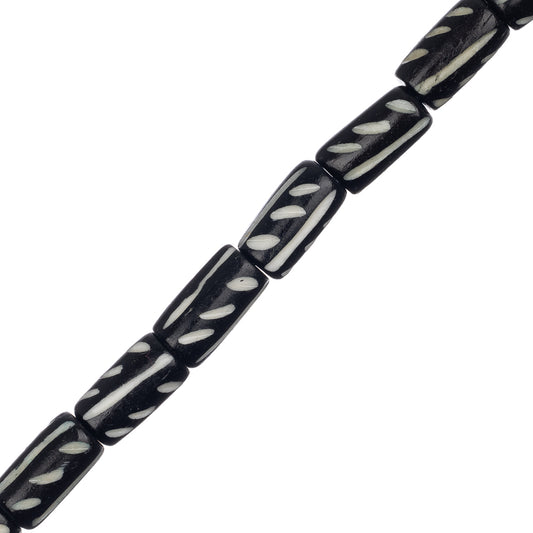 Bone Carved Tube 1/2" Black 16/Str