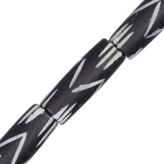 Bone Carved Tube 1" Black 8/Str