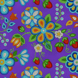 Beaded Strawberry Purple Cotton Canvas  - Price Per Half Yard