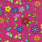 Kokum Flowers 2 Fuchsia 100% Cotton - Price Per Half Yard