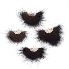 Faux Mink Fur Tassels 1.25" Coconut Brown 2/pk