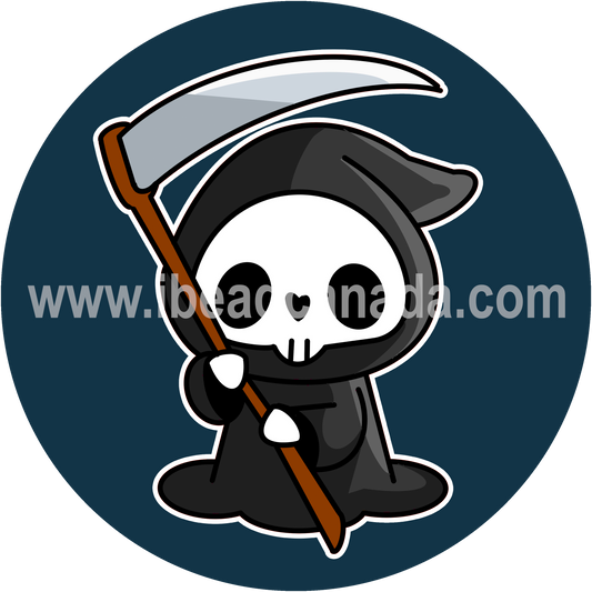 Epoxy Sticker Printed Round 1" Chibi Grim Reaper 10/pk