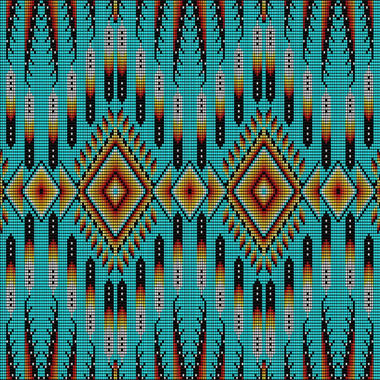 Cotton Fabric Fire Feather Turquoise - Half Yard