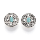 Shank Button 17mm Round Natural Turquoise & Antique Silver 5/pk