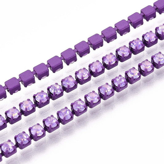 Metal Rhinestone Banding 2mm Dark Orchid by the Yard