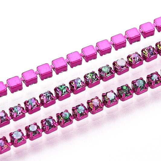 Metal Rhinestone Banding 2mm Purple by the Yard