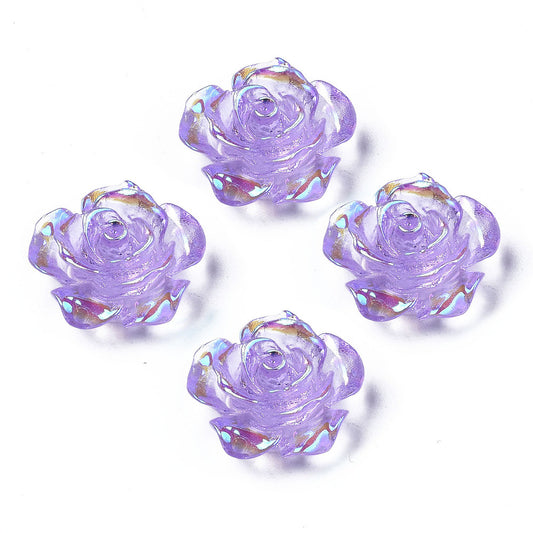 Resin Cabochon Flower 15mm Lilac Purple AB 20/pk