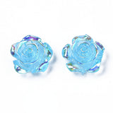 Resin Cabochon Flower 15mm Aqua Blue AB 20/pk