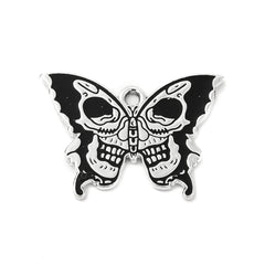 Skull Butterfly Enamel Pendant 20x28mm 2/pk