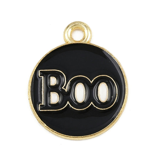 Boo Enamel Charm 18x15mm 5/pk