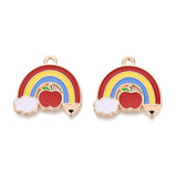 Rainbow Pencil & Apple Enamel Charm 20x20mm 5/pk