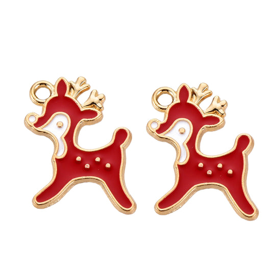 Reindeer Enamel Charm 20x15mm 5/pk