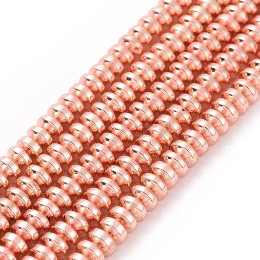 Hematite Rose Gold Plated Beads 4x2mm Rondelle (Synthetic) 15-16" Strand