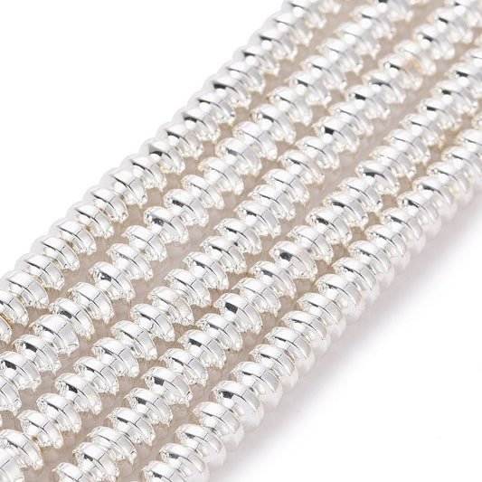 Hematite Silver Plated Beads 4x2mm Rondelle (Synthetic) 15-16" Strand