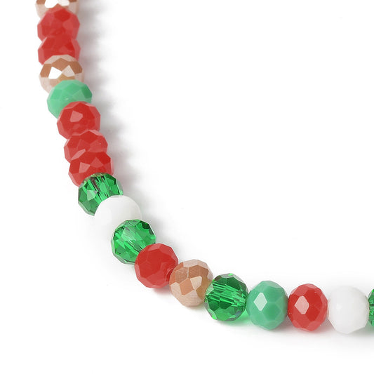 Christmas Rondelle Beads 6x5mm Multi Mix Gold 17" Strand