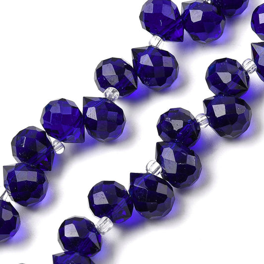 Glass Teardrop Top-Drilled Beads 10x8mm Dark Blue 25/pk