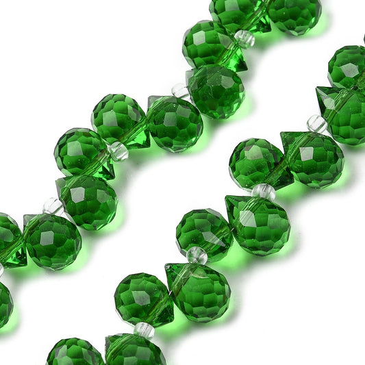 Glass Teardrop Top-Drilled Beads 10x8mm Green 25/pk