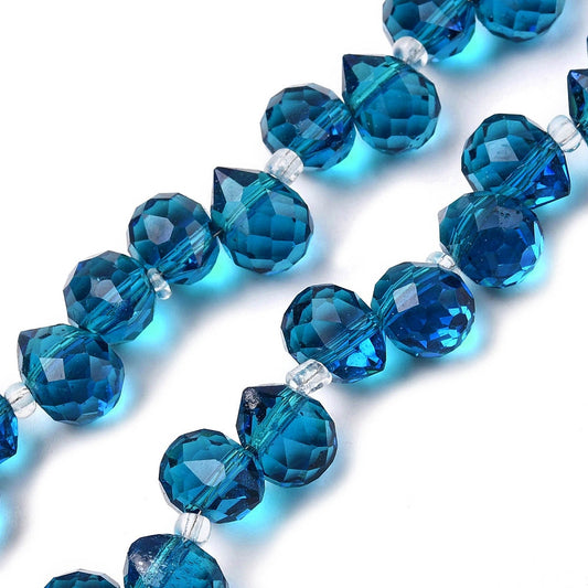 Glass Teardrop Top-Drilled Beads 10x8mm Marine Blue 25/pk