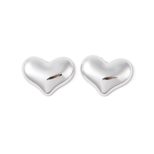 Plastic Cabochon Heart 16x21mm Silver 10/pk