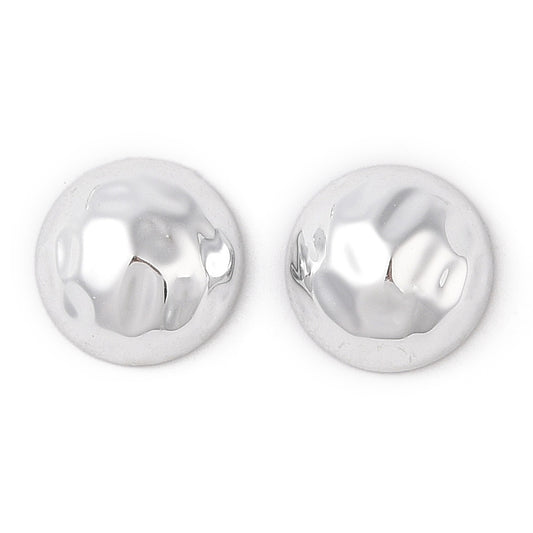 Plastic Cabochon Round Textured 14mm Silver 10/pk