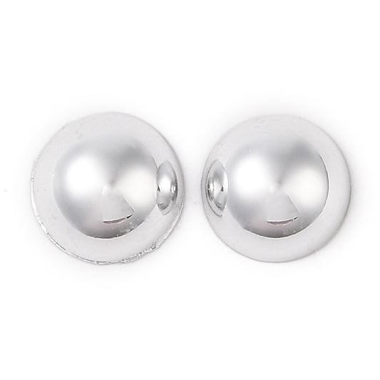 Plastic Cabochon Round 14mm Silver 10/pk