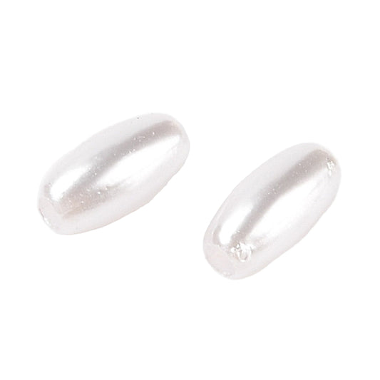 Oval Rice Plastic Beads 8x4mm Pearl White 25g