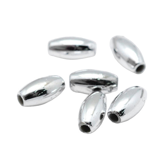 Oval Rice Plastic Beads 8x4mm Metallic Silver 25g