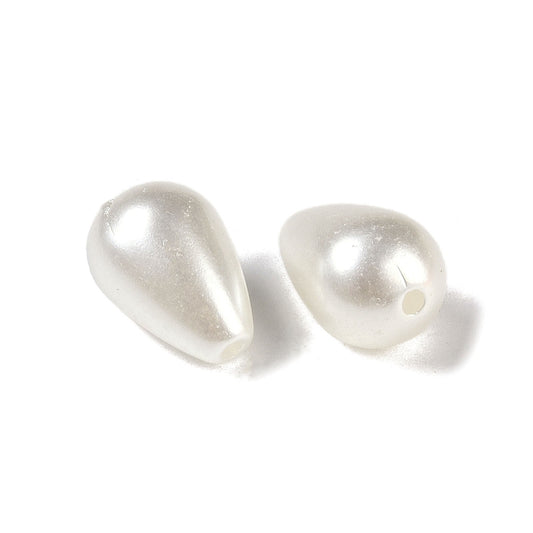 Teardrop Plastic Beads 15x10mm Pearl White 25g
