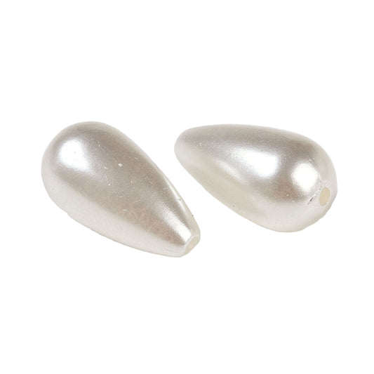 Teardrop Plastic Beads 22x12mm Pearl White 25g