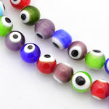Evil Eye Round Glass Beads 8mm Multi Mix 16" Strand
