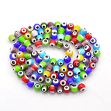 Evil Eye Round Glass Beads 8mm Multi Mix 16" Strand