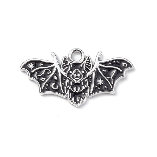 Gothic Bat Enamel Charm 14x25mm 5/pk
