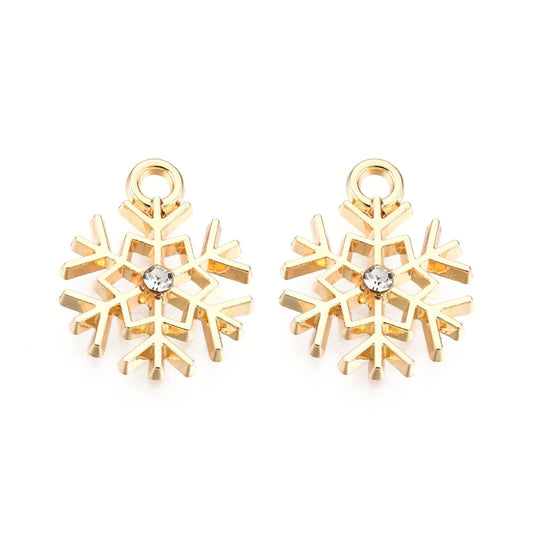 Snowflake Metal Charm 16x13mm Gold 5/pk