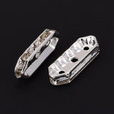 Rhinestone Spacer Bars 3-Hole Silver 10/pk