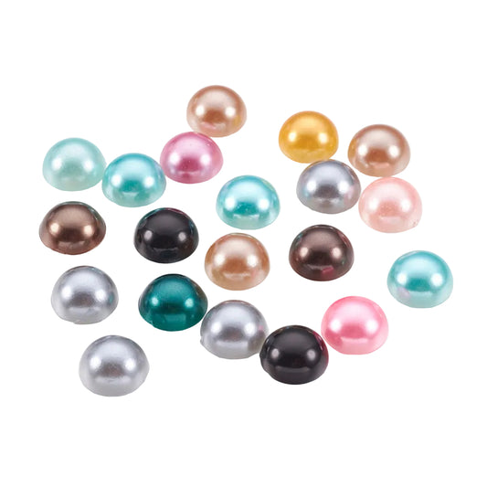 Plastic Cabochon Round 10mm Pearl Multi Mix 100/pk