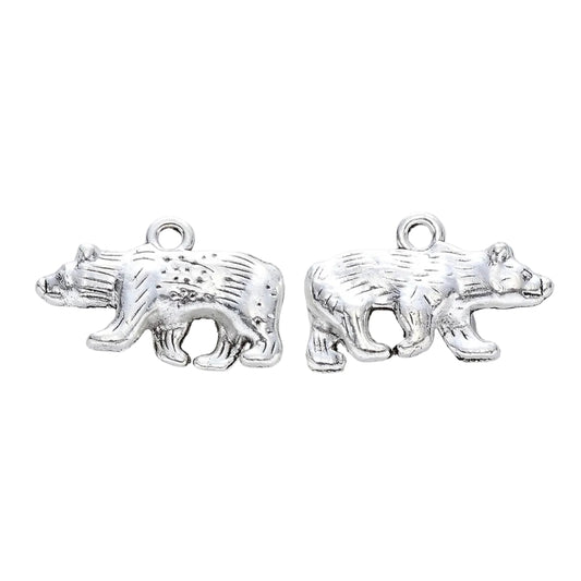 Bear Metal Charm 15x24mm Antique Silver 5/pk
