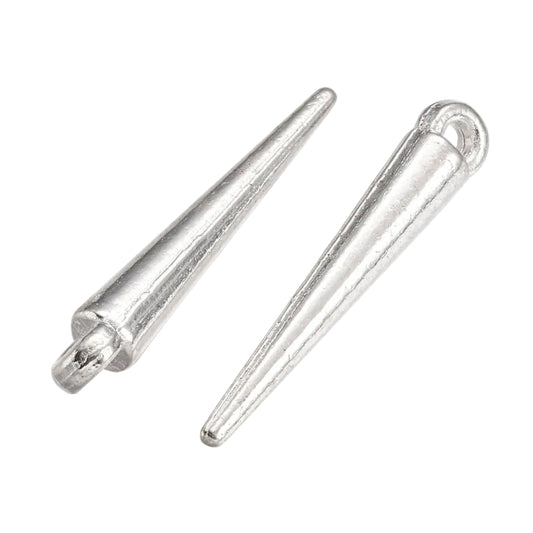 Spike Metal Pendant 34x5mm Silver 10/pk